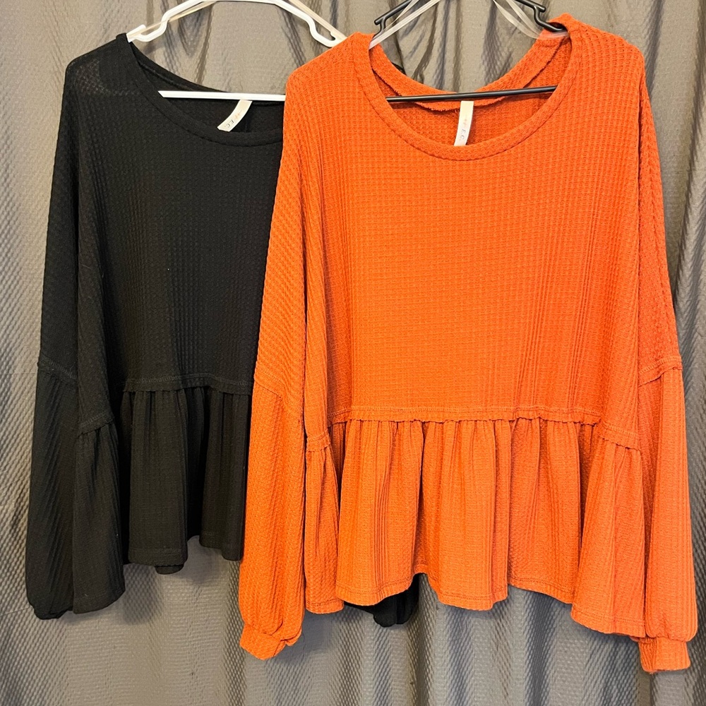 Boutique Bubble Sleeve Babydoll Knit Tops
